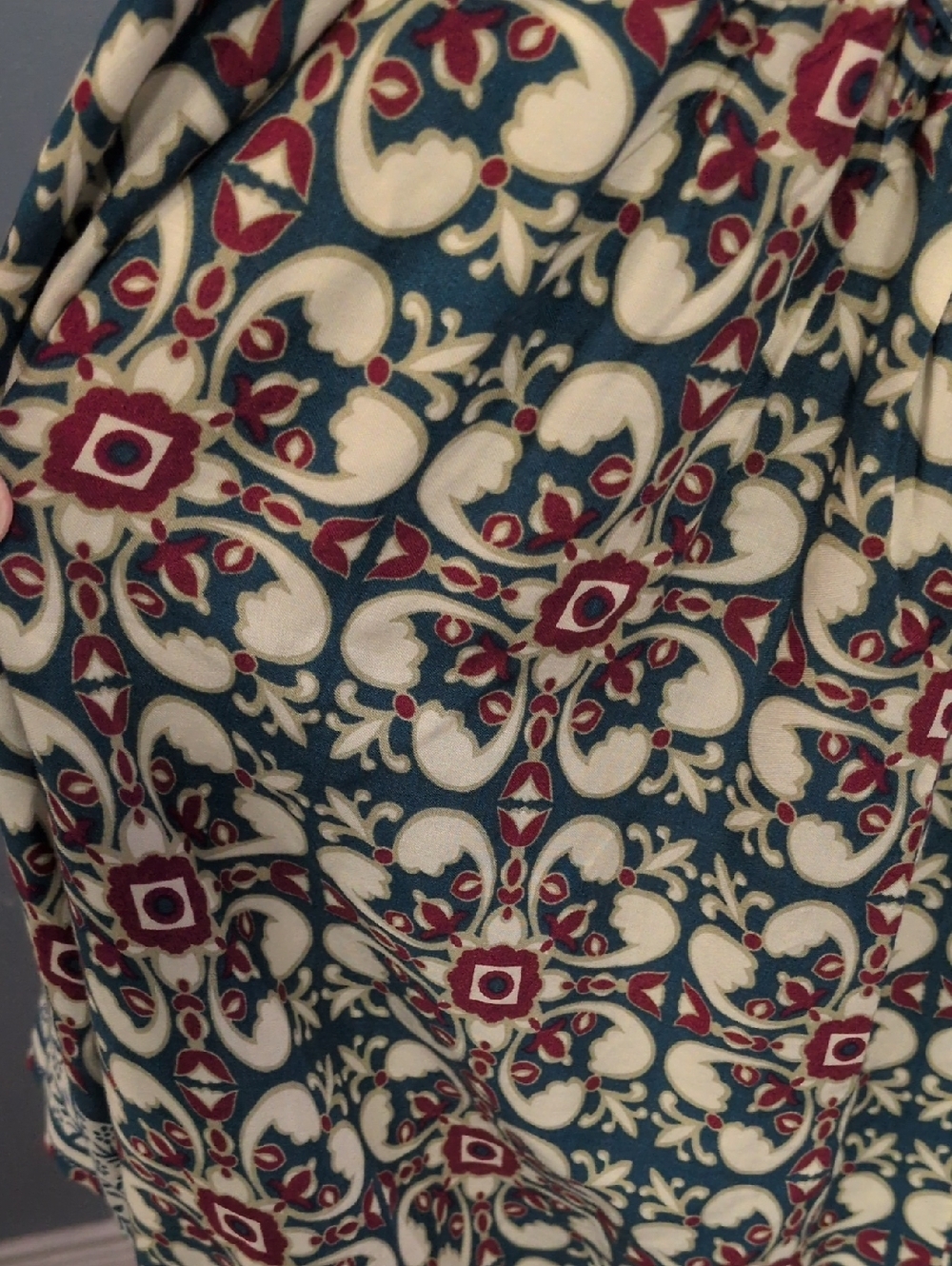 Umgee PaisleyFloral Bohemian Cold Shoulder Knee Length Dress Resortwear Festival - Picture 12 of 12
